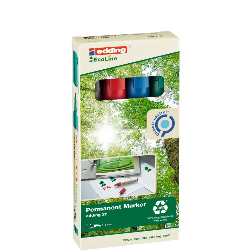 Viltstift edding 22 eco schuin 1-5mm assorti | 10 stuks van edding – productfoto