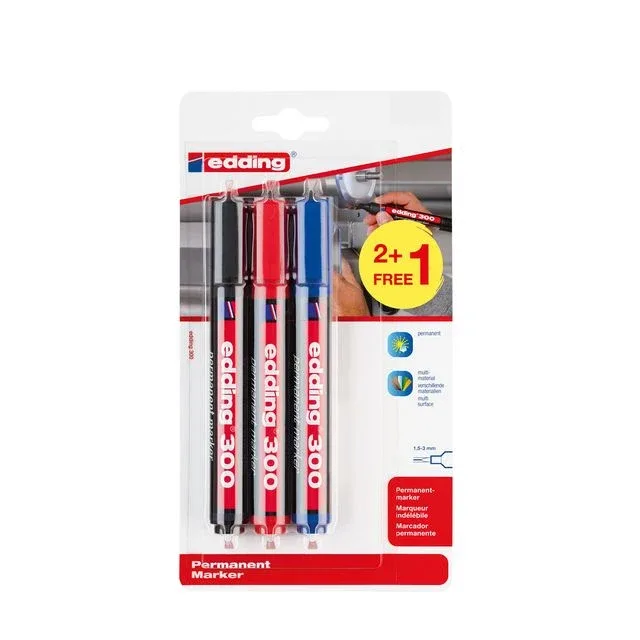 Viltstift edding 300 rond 1.5-3mm 2+1 assorti | 10 stuks de edding – photo produit