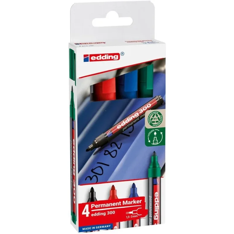 Viltstift edding 300 rond 1.5-3mm 4st assorti | 10 stuks de edding – photo produit