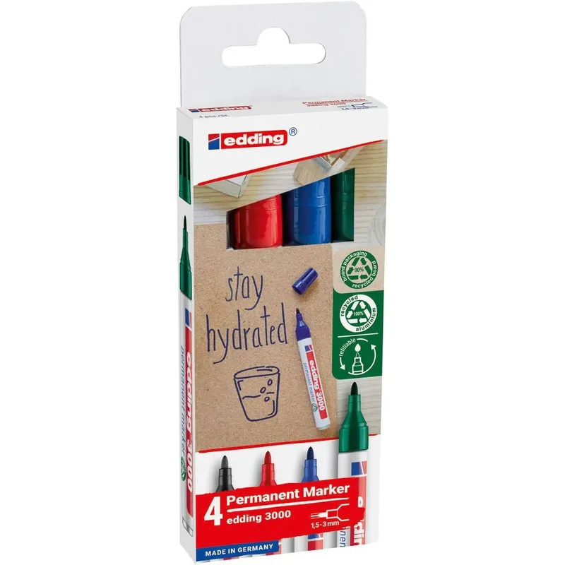 Viltstift edding 3000 creatief rond 1.5-3mm ass | 10 stuks von edding – Produktfoto