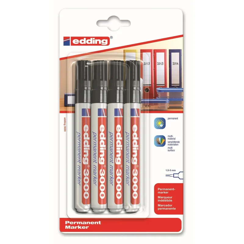 Viltstift edding 3000 rond 1.5-3mm zwart | 10 stuks de edding – photo produit