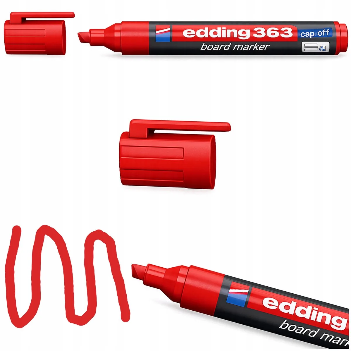 whiteboard marker 1,5 mm, droog uitwisbaar van edding in Rood – productfoto