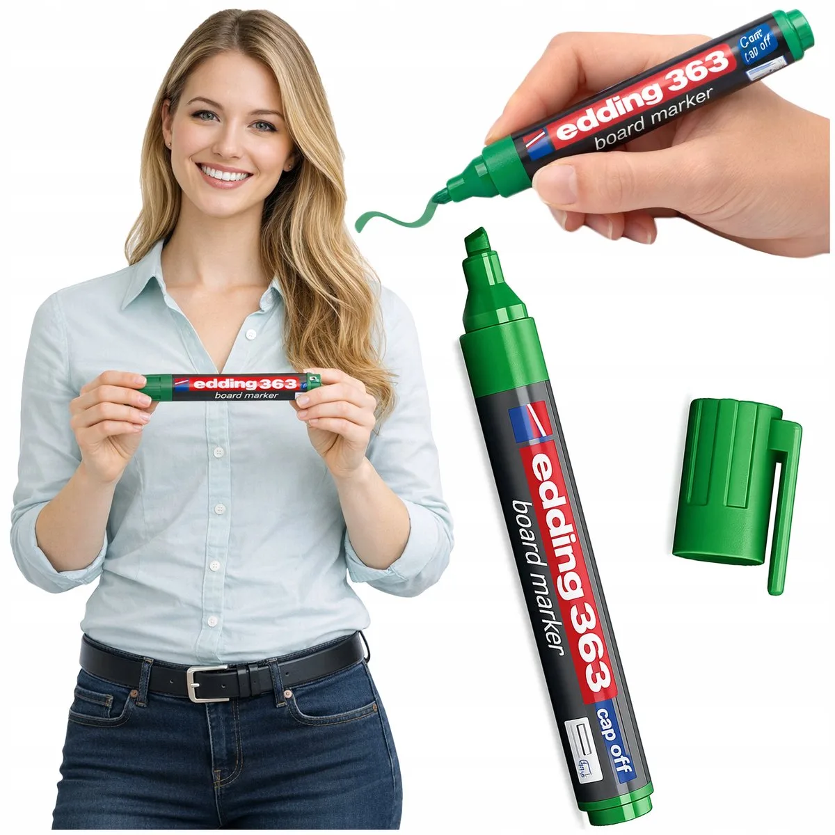 whiteboard marker, 1-5 mm, punt, droog uitwisbaar van edding in Groen – productfoto