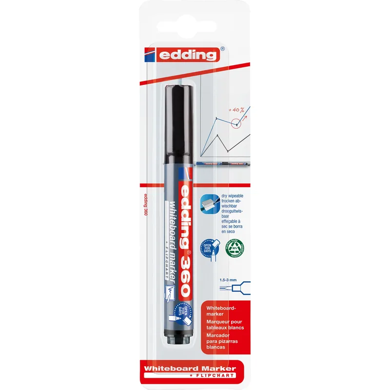 Whiteboardmarker edding 360 rond 1.5-3mm zw blist | 10 stuks by edding – product photo