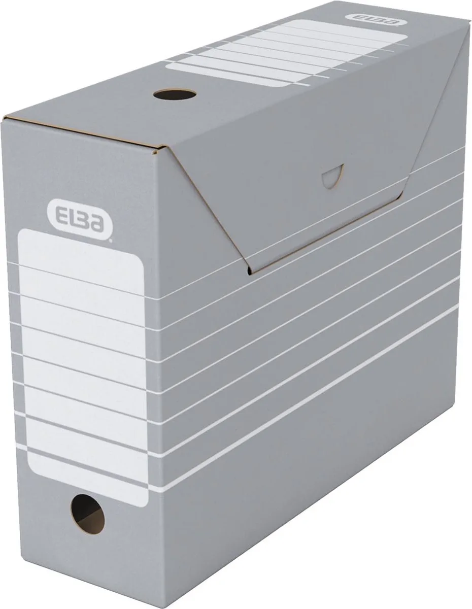 Tric archiefdoos staand, formaat 10 x 34 x 27 cm, en wit 10 stuks van Elba in Grijs – productfoto