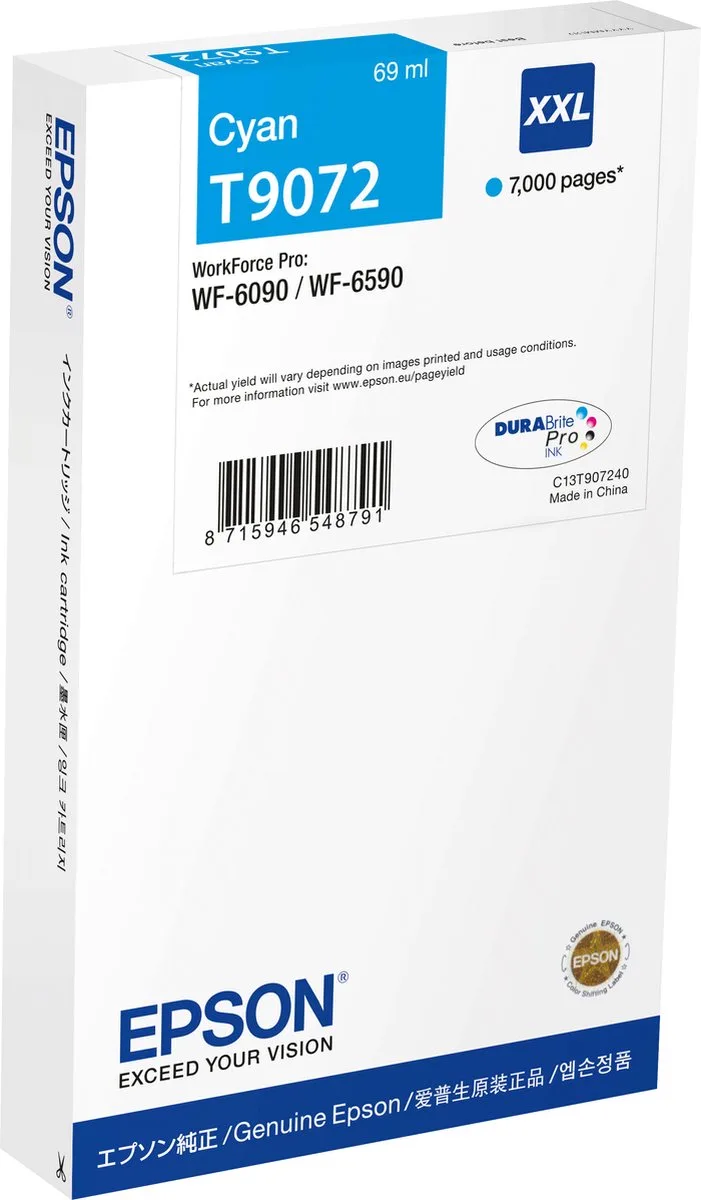 C13T90724N inktcartridge 1 stuk(s) Origineel Extra (Super) hoog rendement Cyaan von Epson – Produktfoto