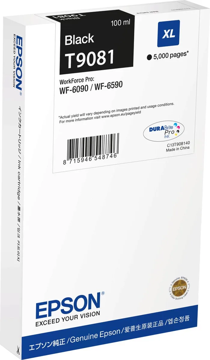 C13T90814N inktcartridge 1 stuk(s) Origineel Hoog (XL) rendement Zwart de Epson – photo produit