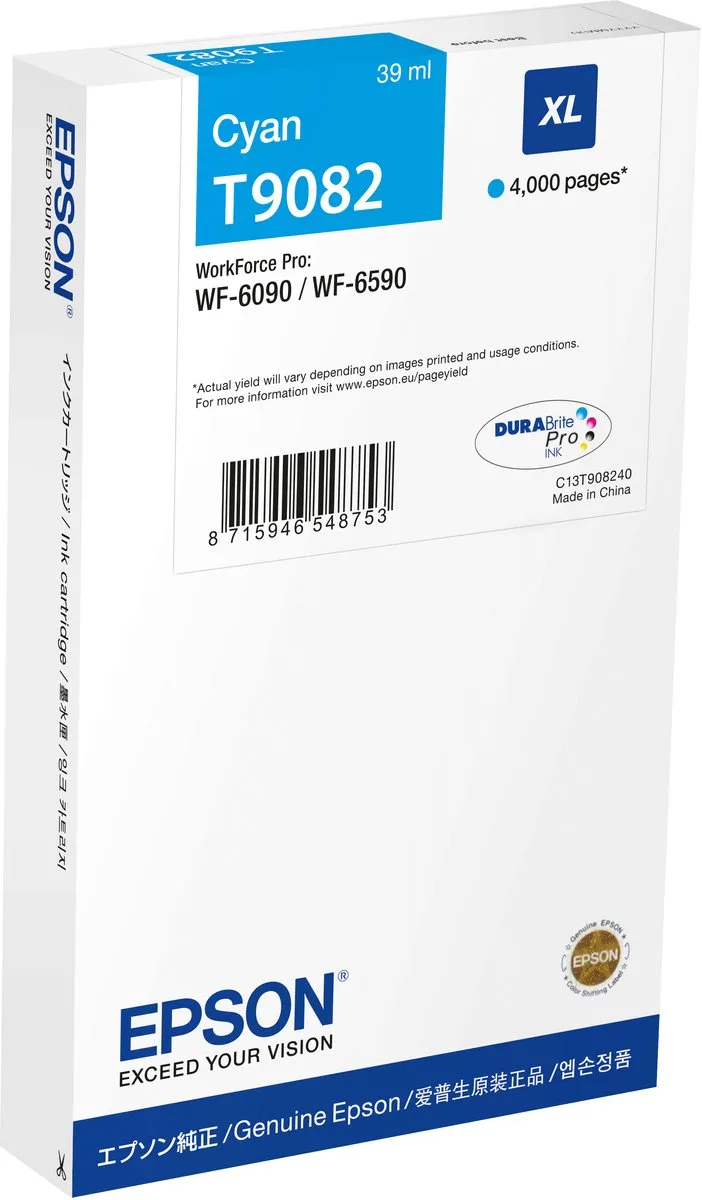 C13T90824N inktcartridge 1 stuk(s) Origineel Cyaan von Epson – Produktfoto