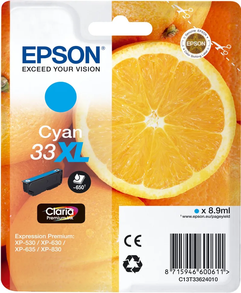Cartouche Oranges Ink Claria Premium Cyan XL von Epson in Cyaan – Produktfoto