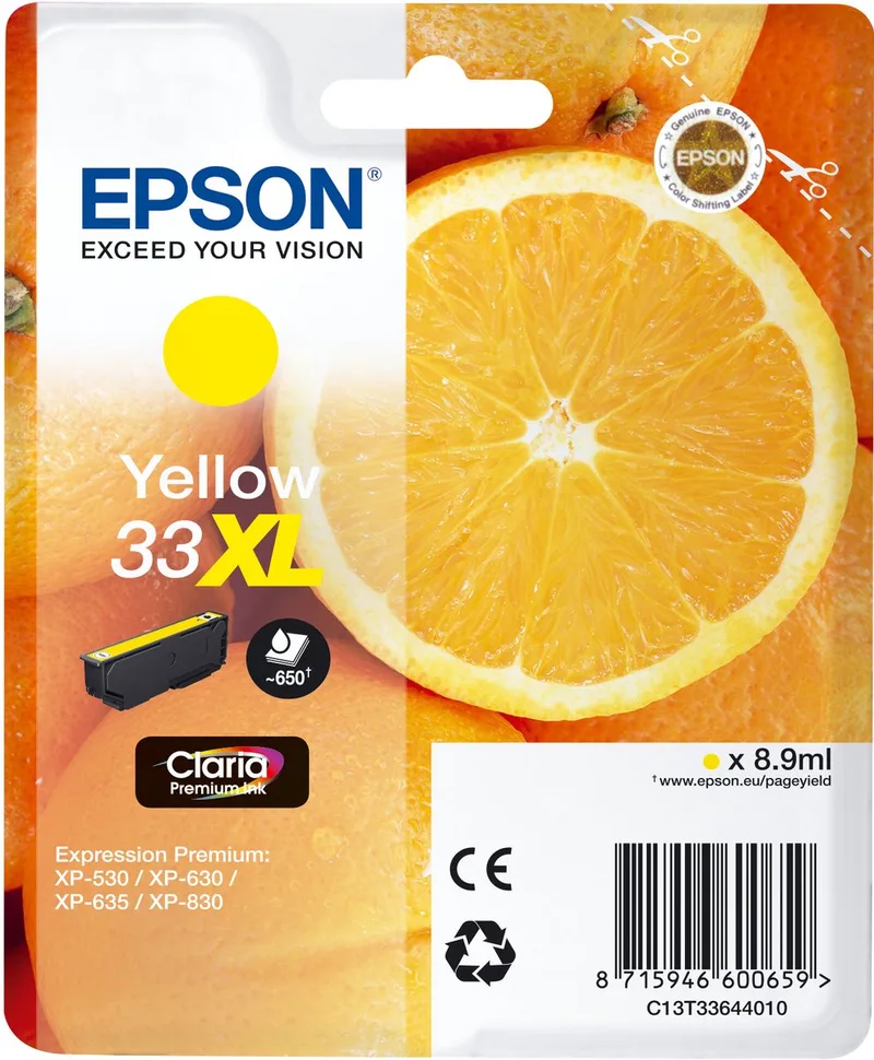 Cartouche Oranges Ink Claria Premium Yellow XL de Epson en Jaune – photo produit