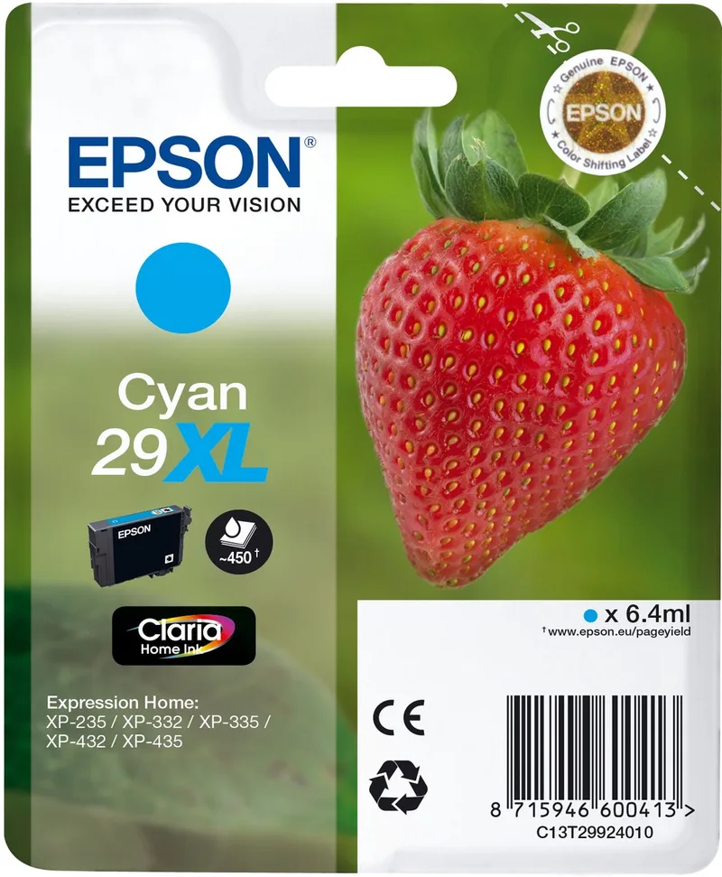 Cartridge Fraise - Ink Claria Home Cyan de Epson en Cyaan – photo produit