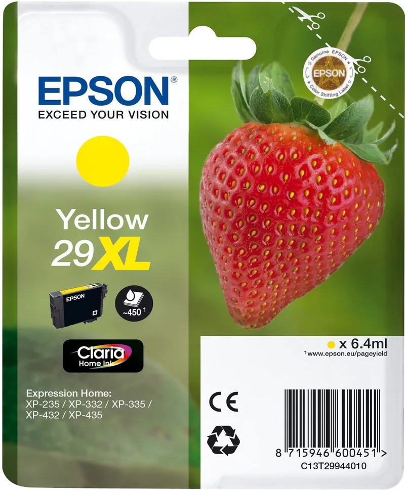 Cartridge Fraise Ink Claria Home Yellow XL de Epson en Jaune – photo produit