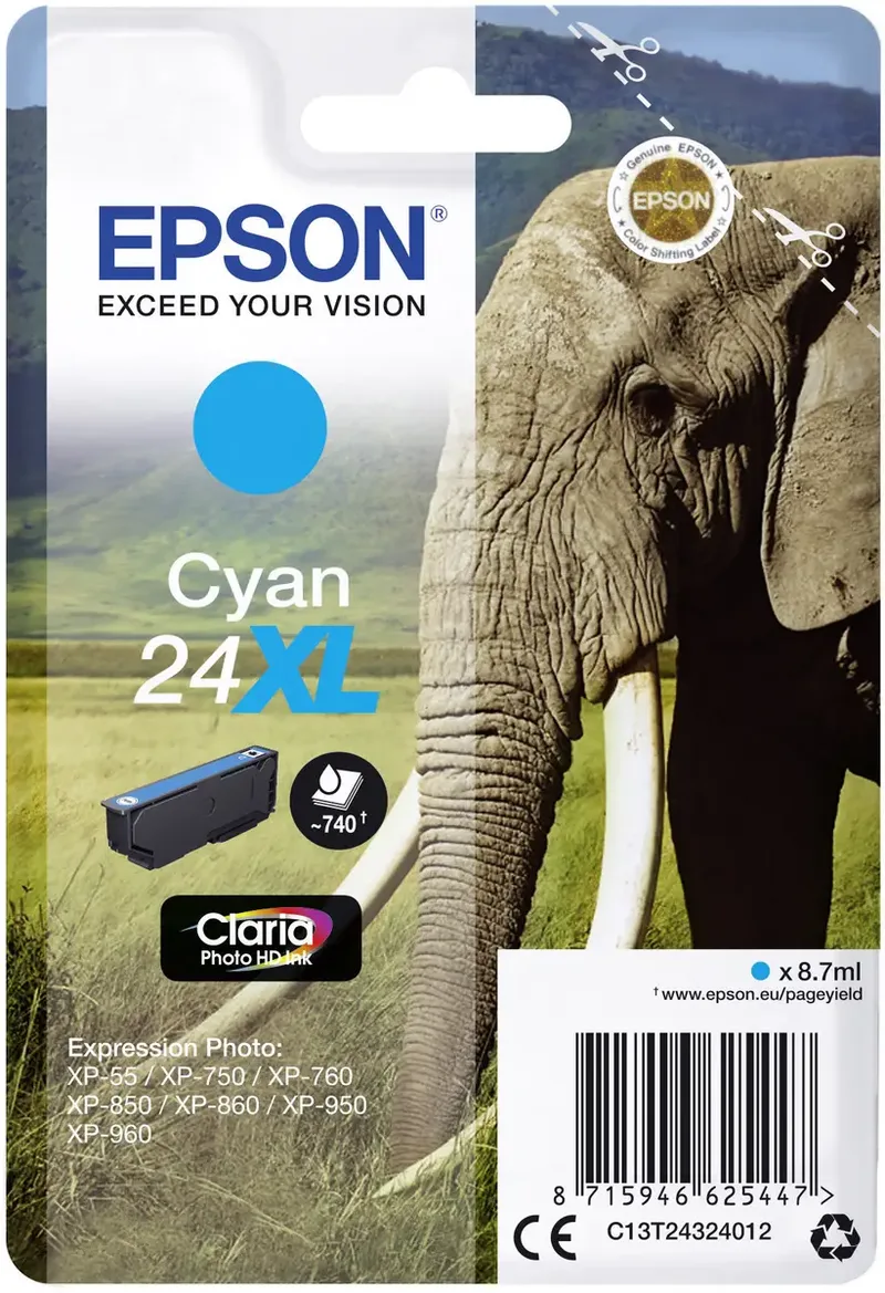 Druckerpatrone 24XL Original Cyan C 13 T 24324012 by Epson – product photo