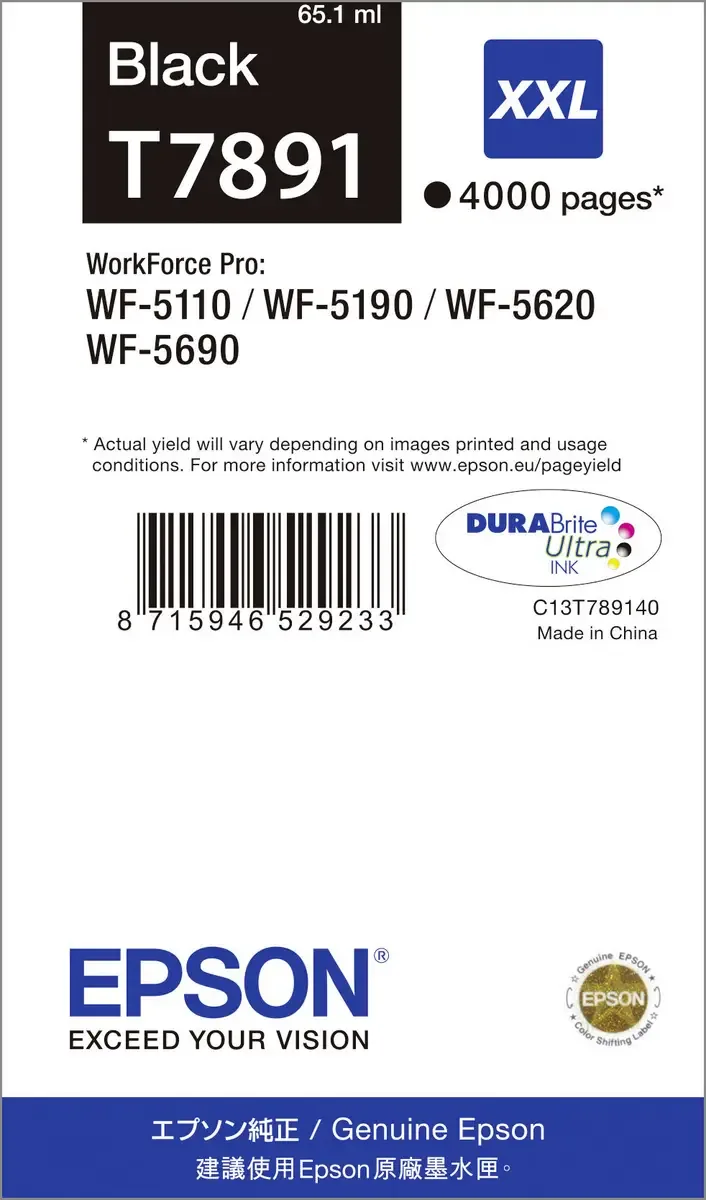 Druckerpatrone T7891 XXL Original Schwarz C 13 T 789140 von Epson – Produktfoto