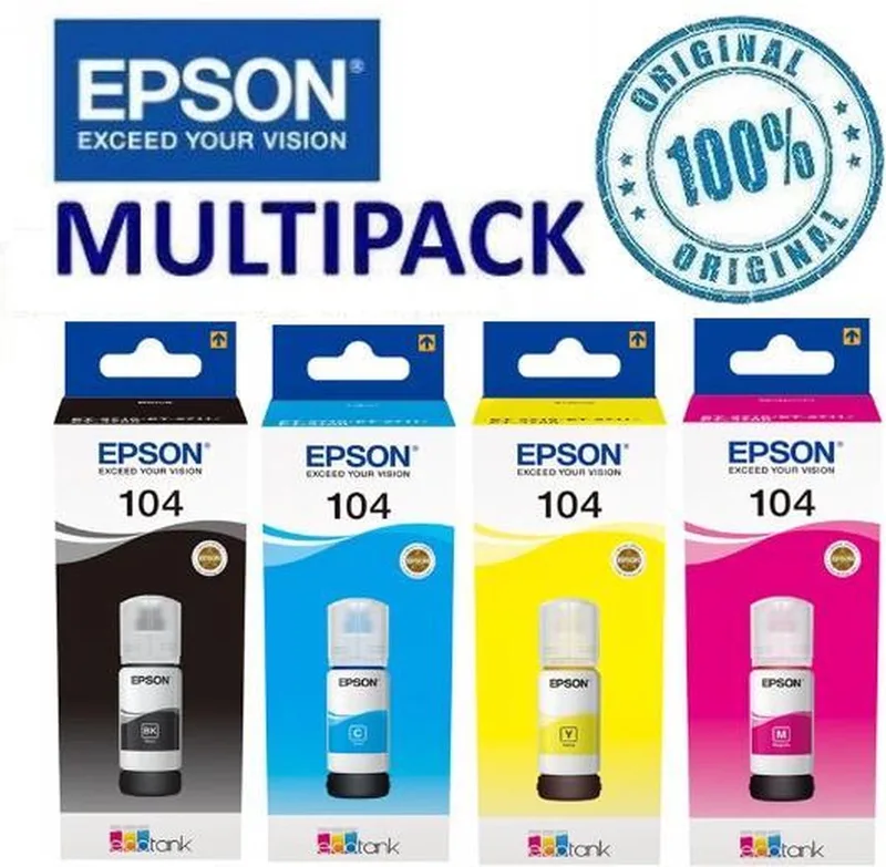 EPSON 104 ECOTANK MULTIPACK Cyaan Magenta Geel von Epson in Schwarz – Produktfoto