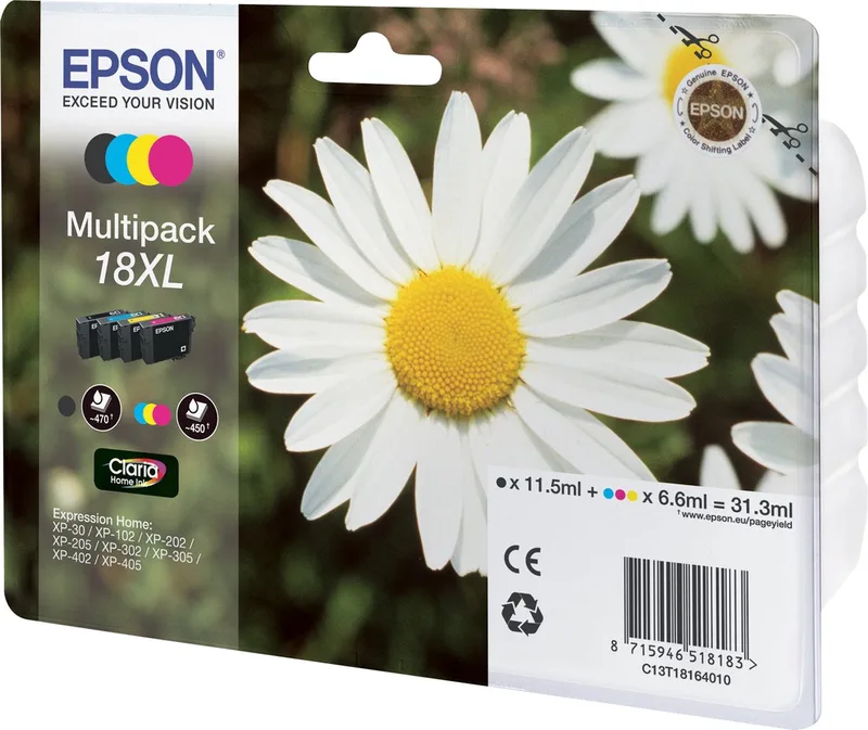 EPSON 18XL inktcartridge zwart en drie kleuren high capacity 31.3ml 1-pack RF-AM blister by Epson in Magenta – product photo