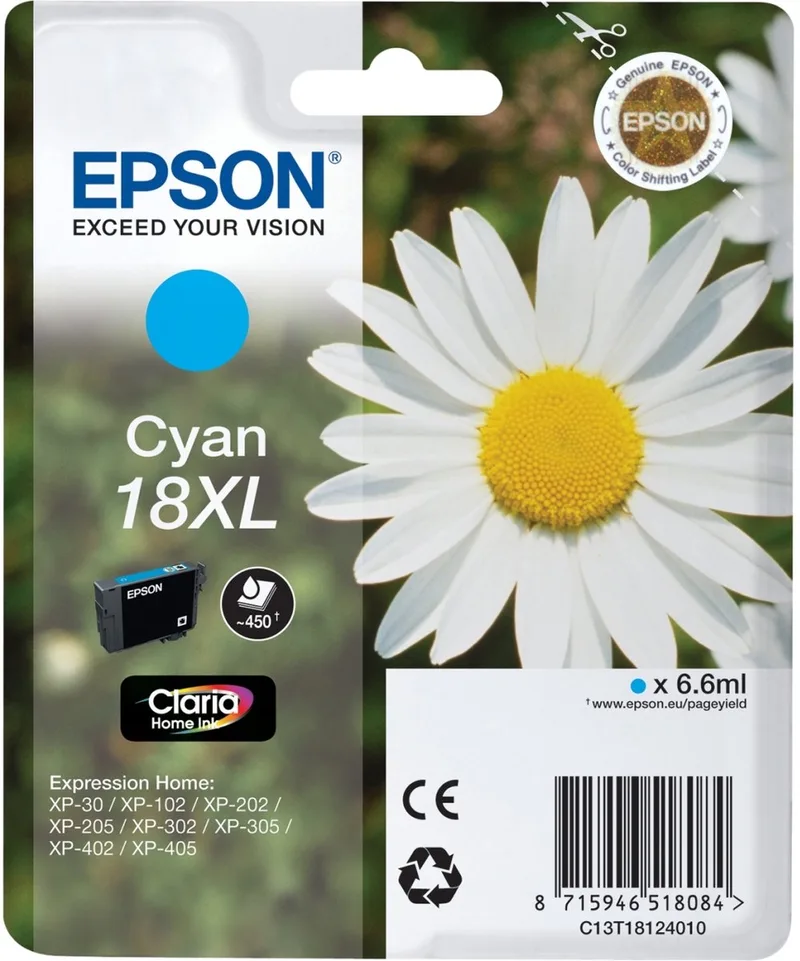 Epson 18XL (T1812) - Inktcartridge / Hoge Capaciteit by Epson in Cyaan – product photo
