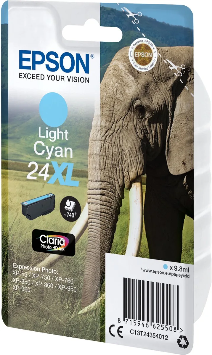 EPSON 24XL inktcartridge licht cyaan high capacity 9.8ml 740 paginas 1-pack RF-AM blister de Epson en Noir – photo produit