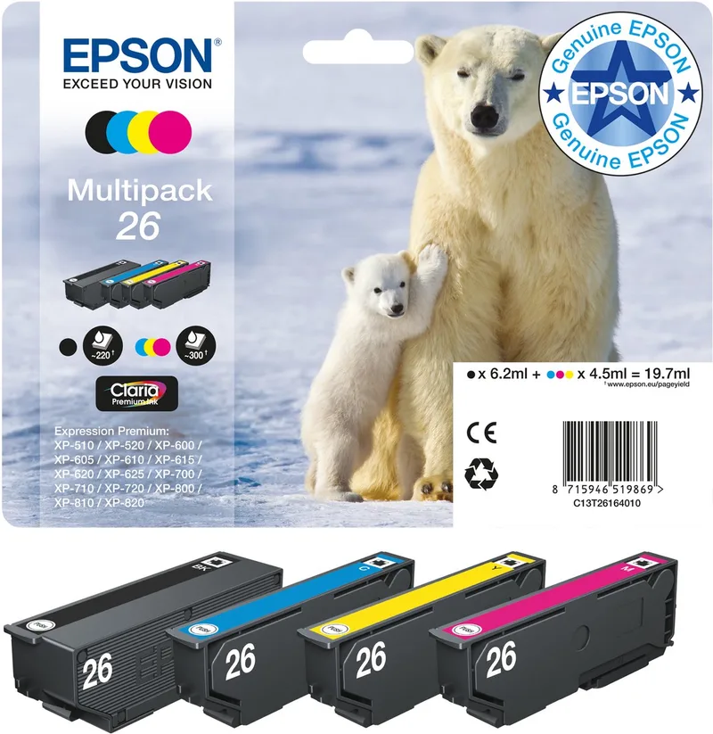 Epson 26 - Inktcartridge / Multipack fra Epson i Flerfarvet – produktbillede