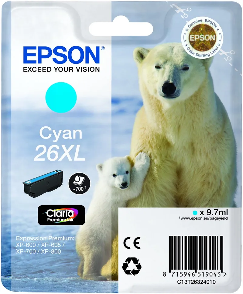 Epson 26XL - Inktcartridge de Epson en Cyaan – photo produit