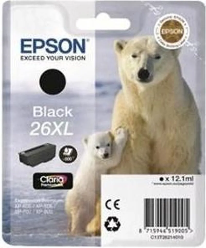 EPSON 26XL inktcartridge high capacity 12.2ml 500 paginas 1-pack RF-AM blister van Epson in Zwart – productfoto