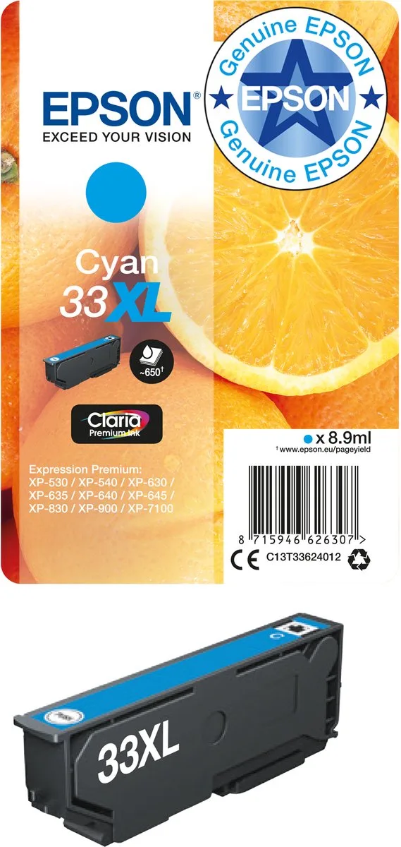 Epson 33XL - Inktcartridge de Epson en Cyaan – photo produit