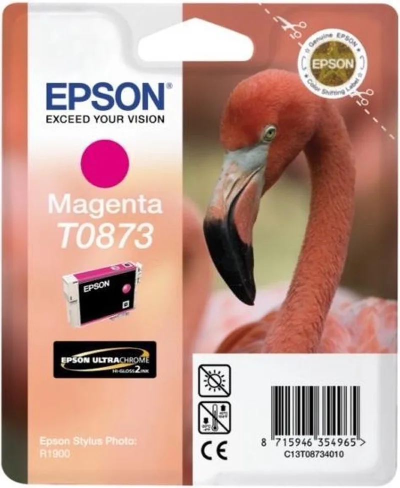 Flamingo inktpatroon T0873 Ultra Gloss High-Gloss 2 de Epson en Magenta – photo produit