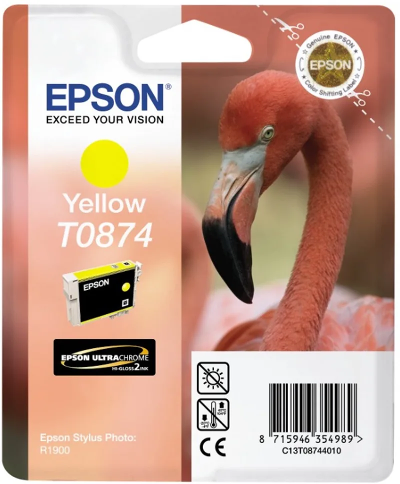 Flamingo inktpatroon Yellow T0874 Ultra Gloss High-Gloss 2 de Epson en Jaune – photo produit