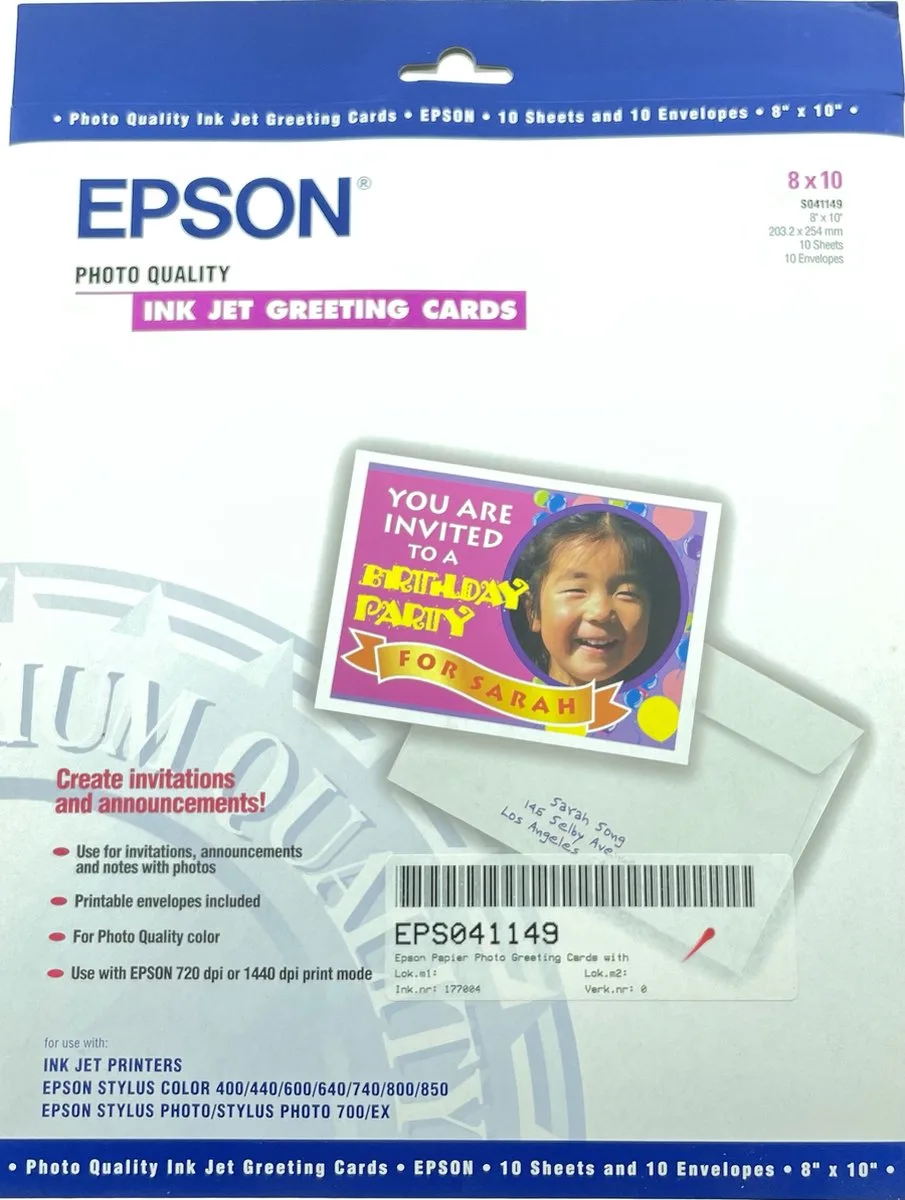 Foto Wenskaarten Inkjetpapier - 8x10'' - 10 vellen + 10 enveloppen von Epson in Weiß – Produktfoto