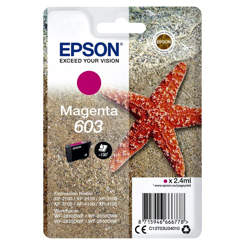 Inktcartridge epson 603 t03u3 rood | 10 stuks de Epson – photo produit