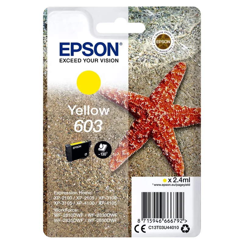 Inktcartridge epson 603 t03u4 geel | 10 stuks by Epson – product photo