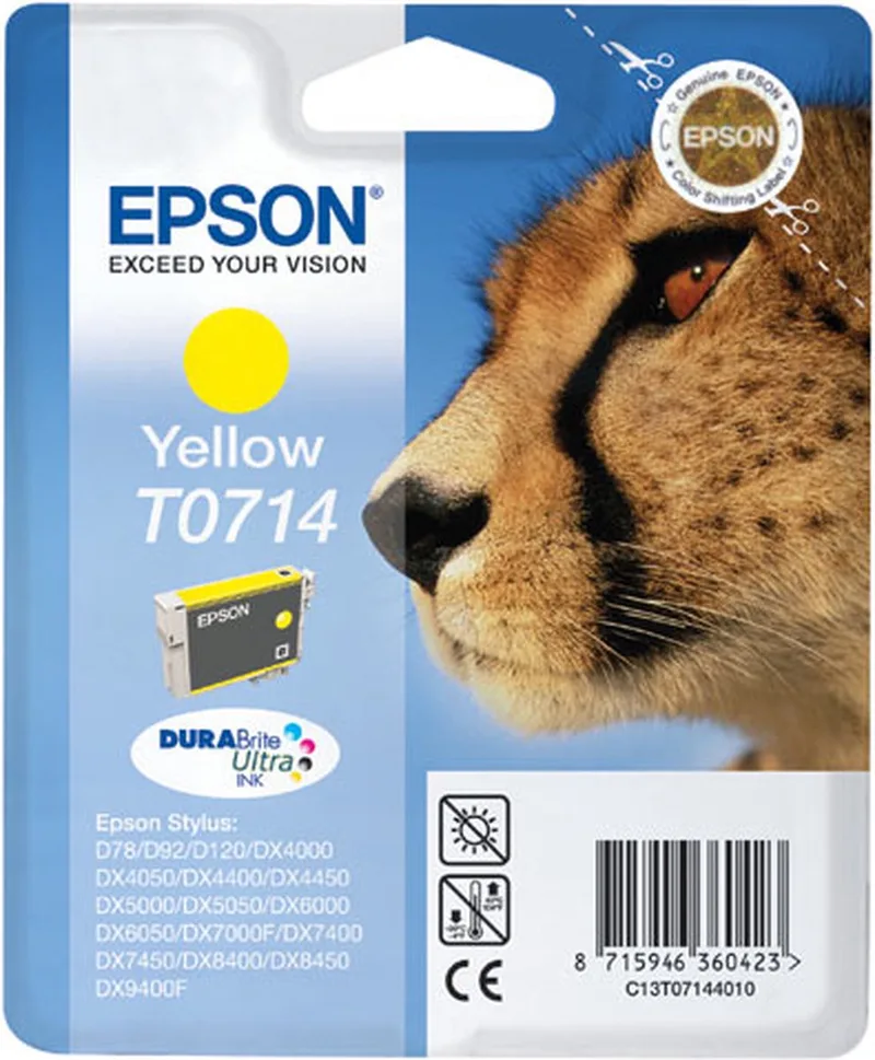 Inktpatroon Yellow T0714 DURABrite Ultra Ink von Epson in Gelb – Produktfoto