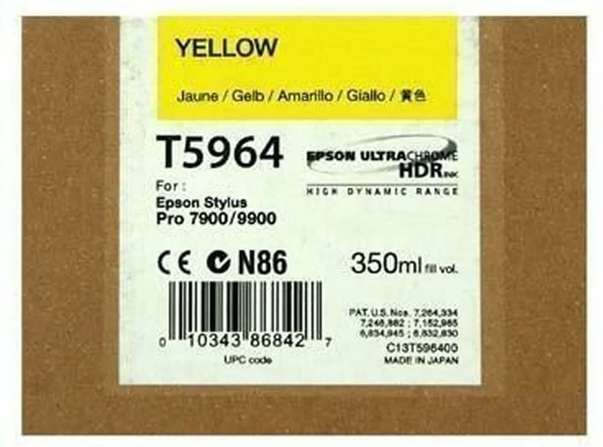 inktpatroon Yellow T596400 UltraChrome HDR 350 ml de Epson en Jaune – photo produit
