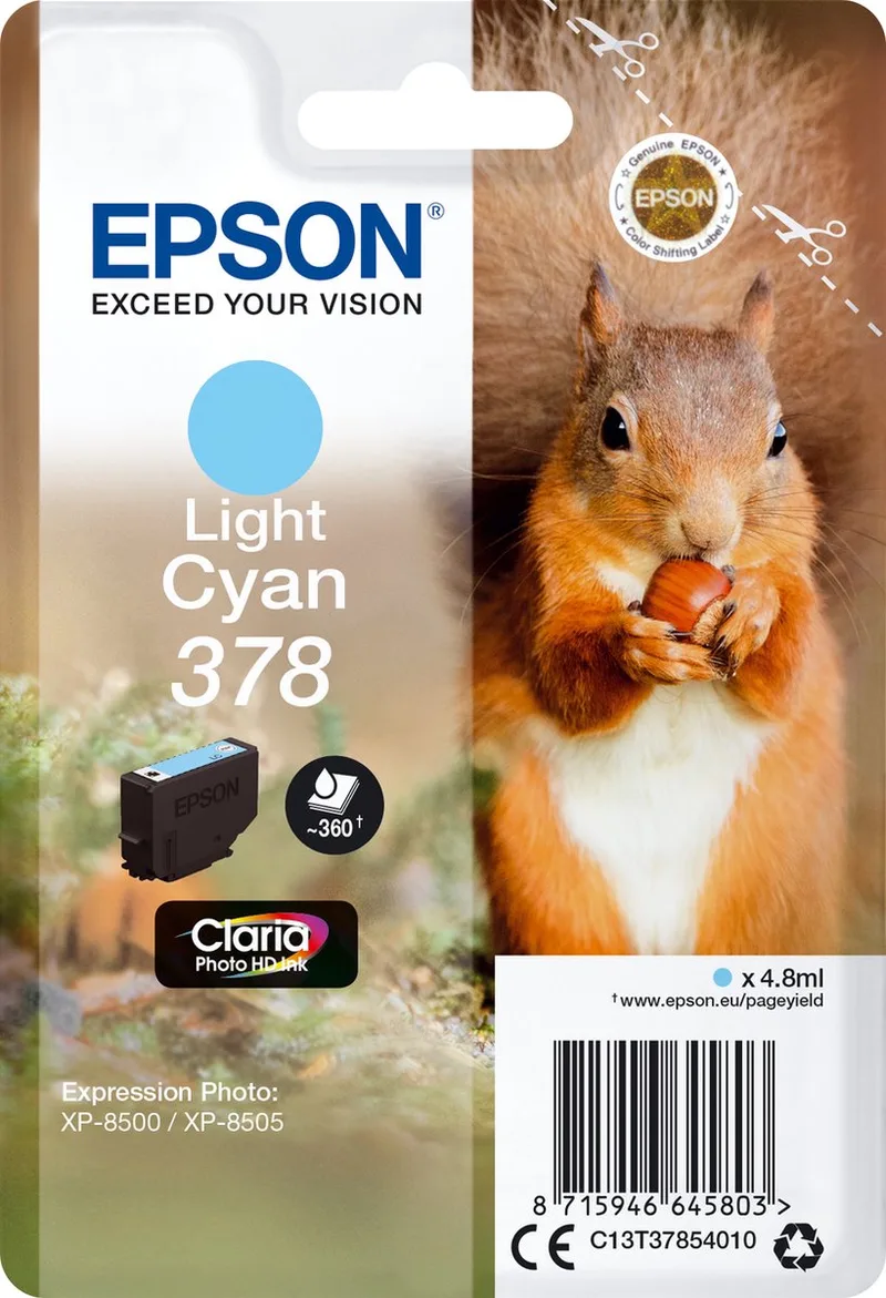 Original Ink Cartridge Epson C13T37854010 Light Cyan de Epson en Licht Cyaan – photo produit