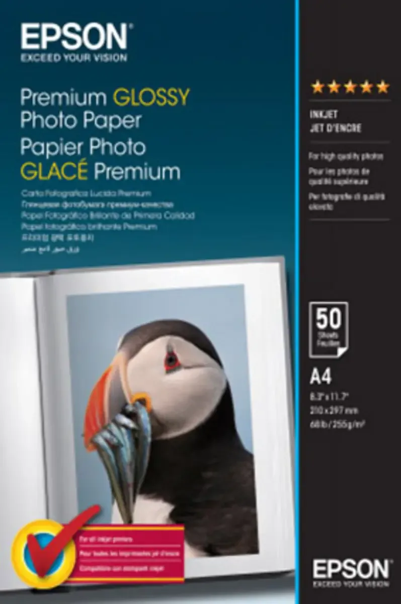 Premium Glossy Photo Paper C13S041624 Fotopapier DIN A4 255 g/m² 50 Blatt Hochglänzend von Epson – Produktfoto
