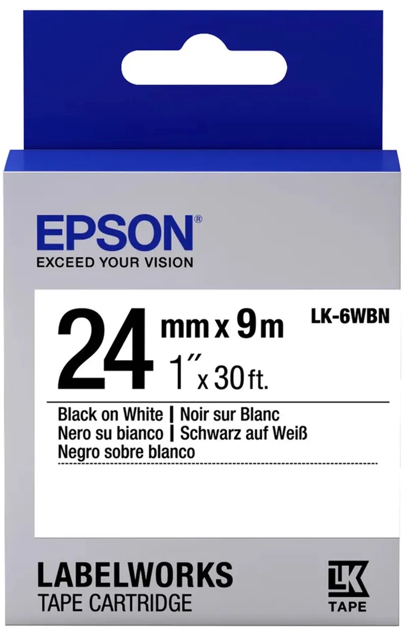 Standard Tape - LK-6WBN Std Blk/Wht 24/9 by Epson in Black – product photo