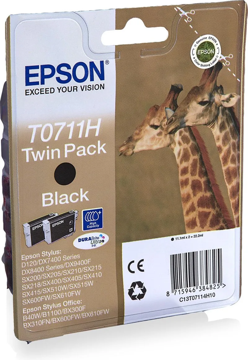 T0711H - Inktcartridge / Zwart / Twin Pack von Epson in Schwarz – Produktfoto