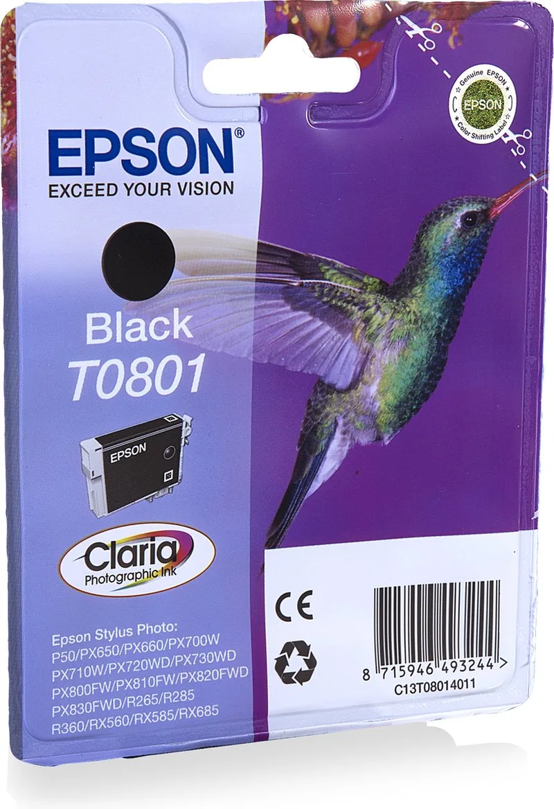 T0801 - Inktcartridge / Zwart fra Epson i Sort – produktbillede