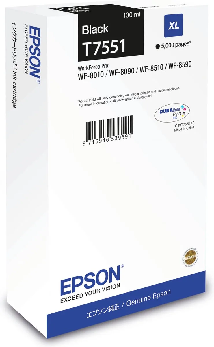 T7551XL - Inktcartridge / Hoge Capaciteit de Epson en Noir – photo produit