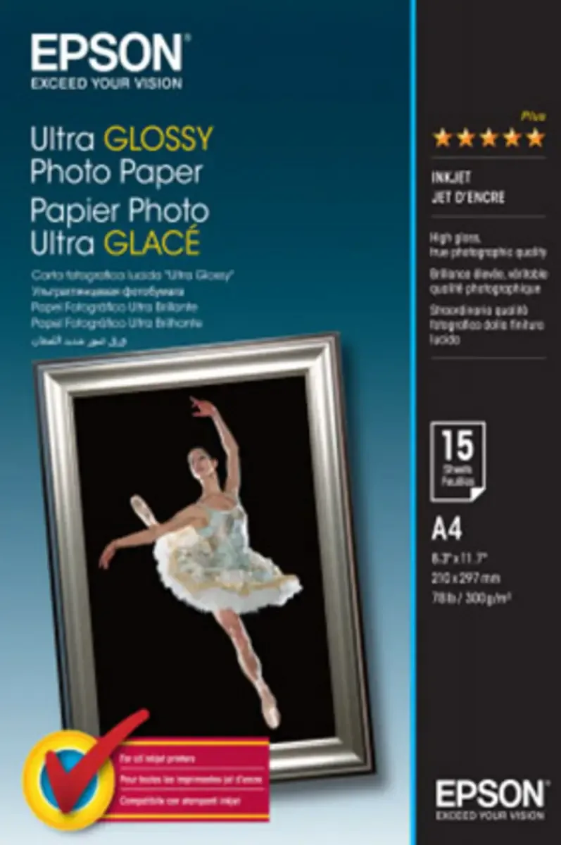 Ultra Glossy Photo Paper C13S041927 Fotopapier DIN A4 300 g/m² 15 Blatt Hochglänzend de Epson – photo produit