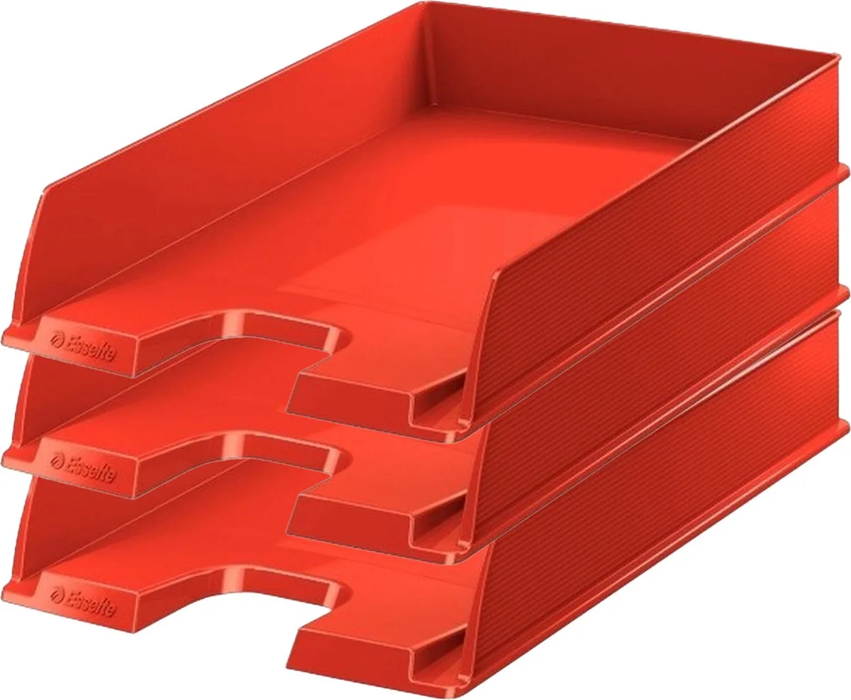 Brievenbakje/postvakje - 3x - A4 formaat - stapelbaar - bureau oprganizer by Esselte in Red – product photo