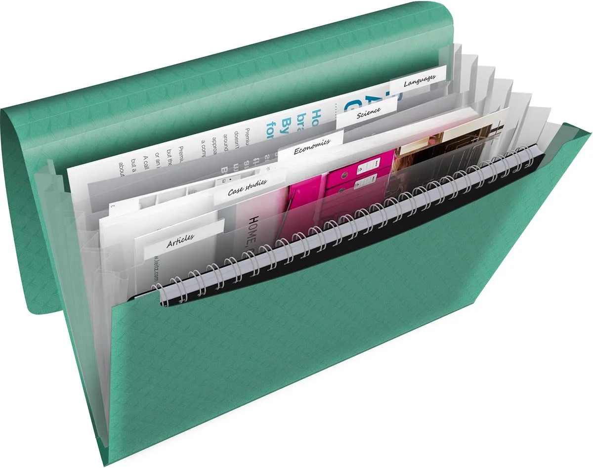 Colour'Breeze A4 Uitzetbare Projectmap - Organiser met 5 Tabbladen/6 Vakken från Esselte i Grön – produktbild