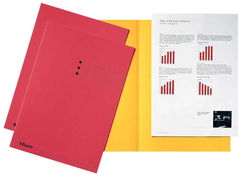 dossiermap rood, karton van 180 g/m², pak van 100 stuks van Esselte – productfoto