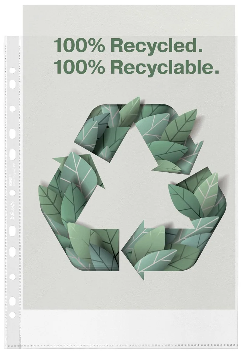 geperforeerde showtas, 100 % gerecycleerd, ft A4, 70 micron, doos van 20 stuks by Esselte – product photo