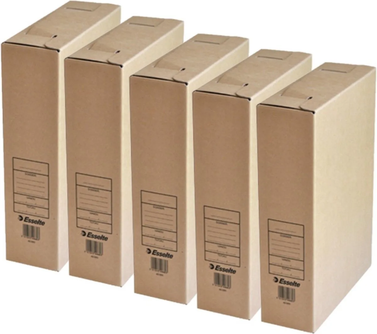 kantoor archiefdoos - 10x - karton - bruin - 23 x 32 cm - A4 formaat - kantoor artikelen van Esselte in Lichtbruin – productfoto