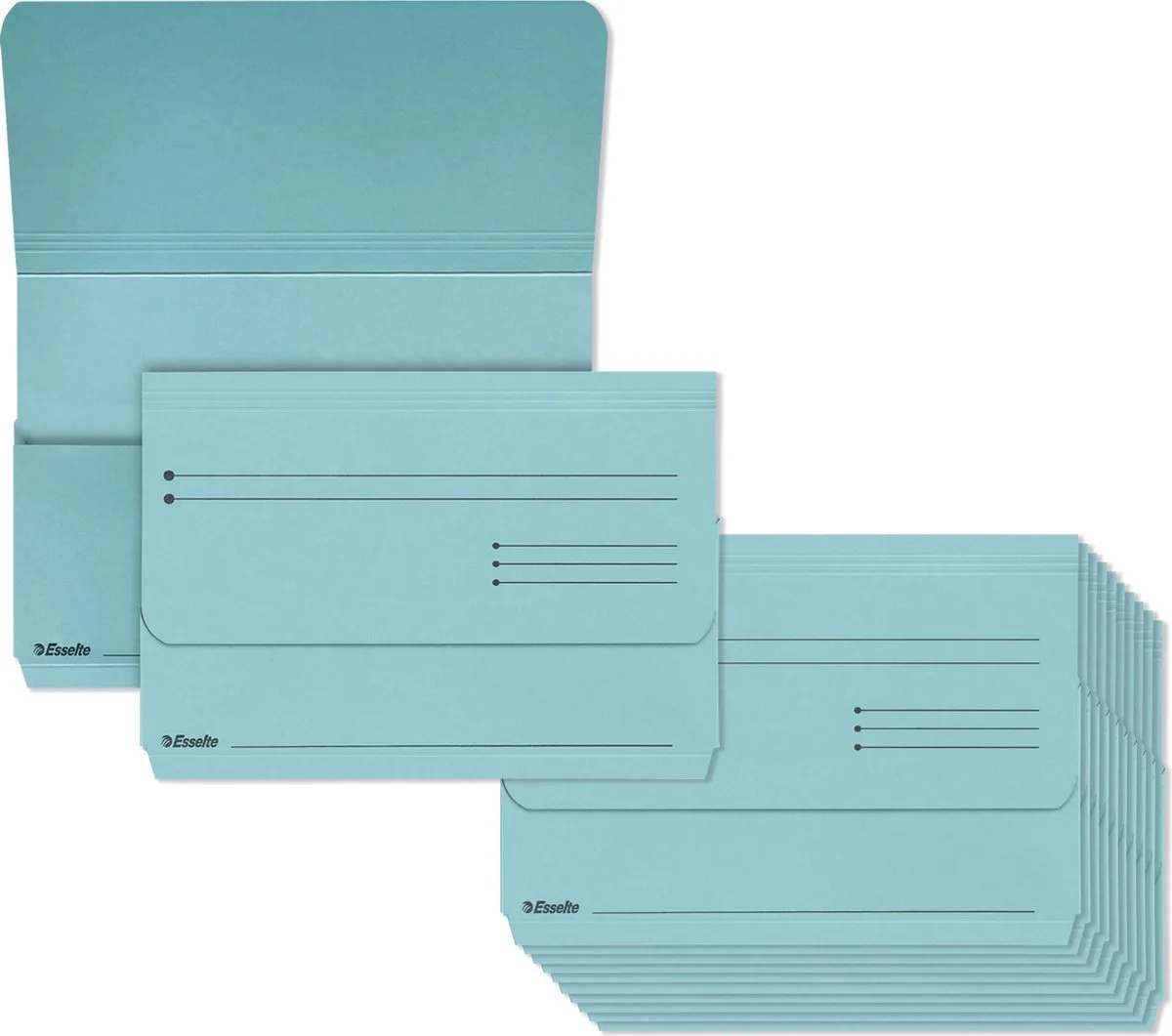 Manilla Duurzame Kartonnen Insteekmap voor A4 Documenten - 25 Stuks de Esselte en Bleu – photo produit