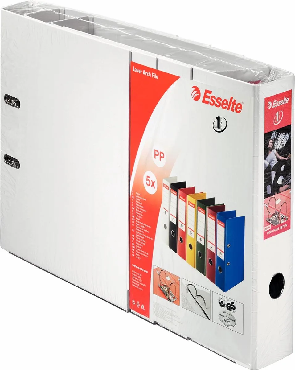 ordner - Power N°1 - Rug van 7,5 cm - Wit - 2x Pak van 5 stuks från Esselte i A4 – produktbild