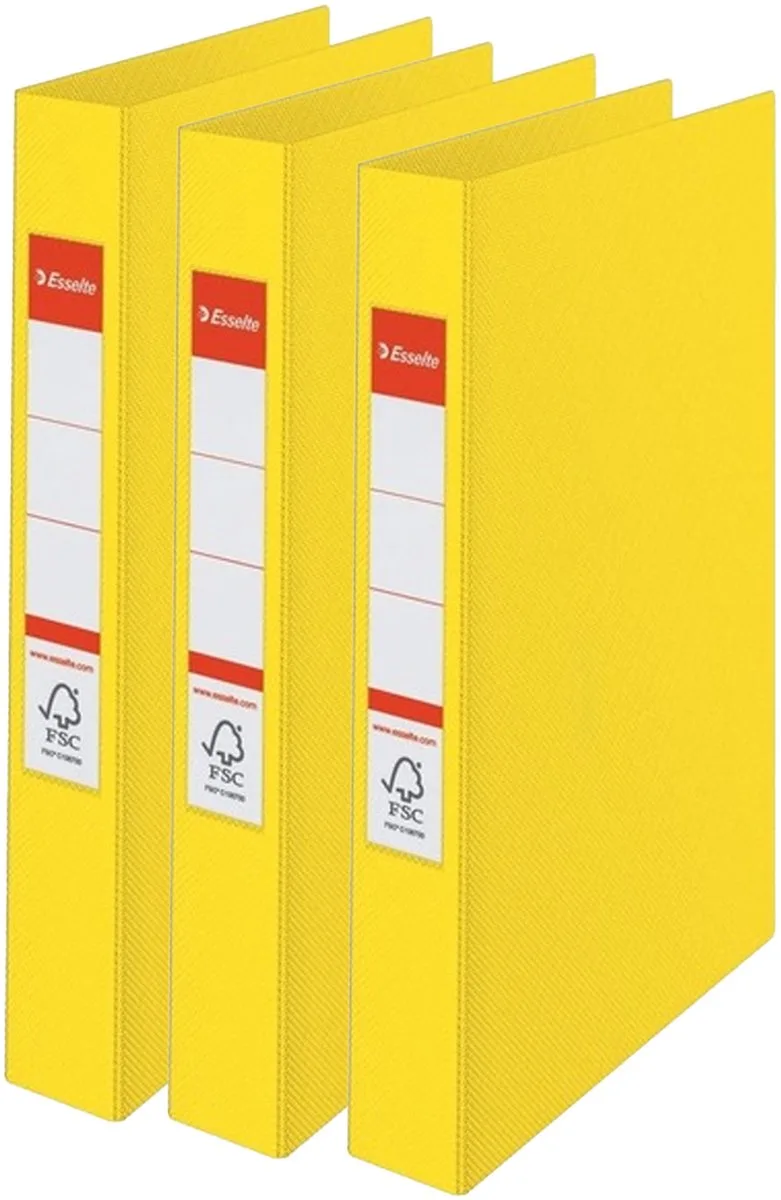 Ringband mappen/ordners - 3x - A4 - opbergen - kantoorartikelen de Esselte en Jaune – photo produit