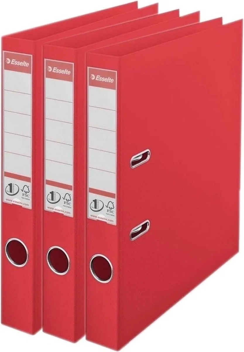 Ringband mappen/ordners - 3x - A4 - opbergen - kantoorartikelen de Esselte en Rouge – photo produit