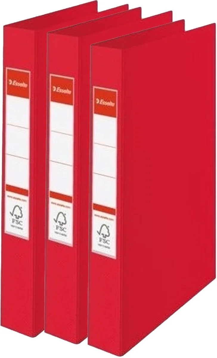 Ringband mappen/ordners - 3x - A4 - opbergen - kantoorartikelen van Esselte in Rood – productfoto